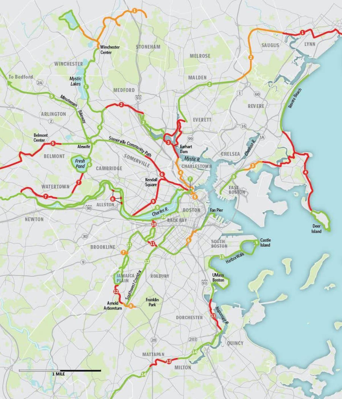 mapa Boston bike