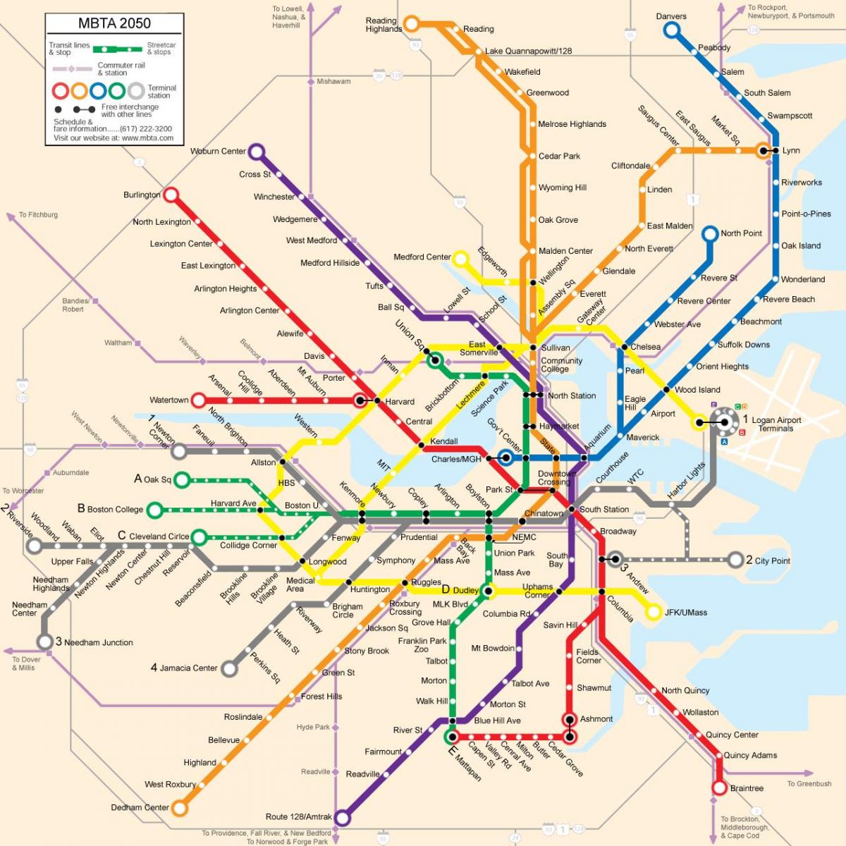 Boston garraio publikoaren mapa