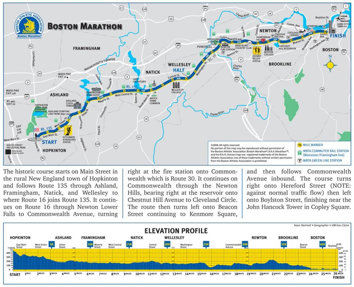 Boston marathon kota mapa