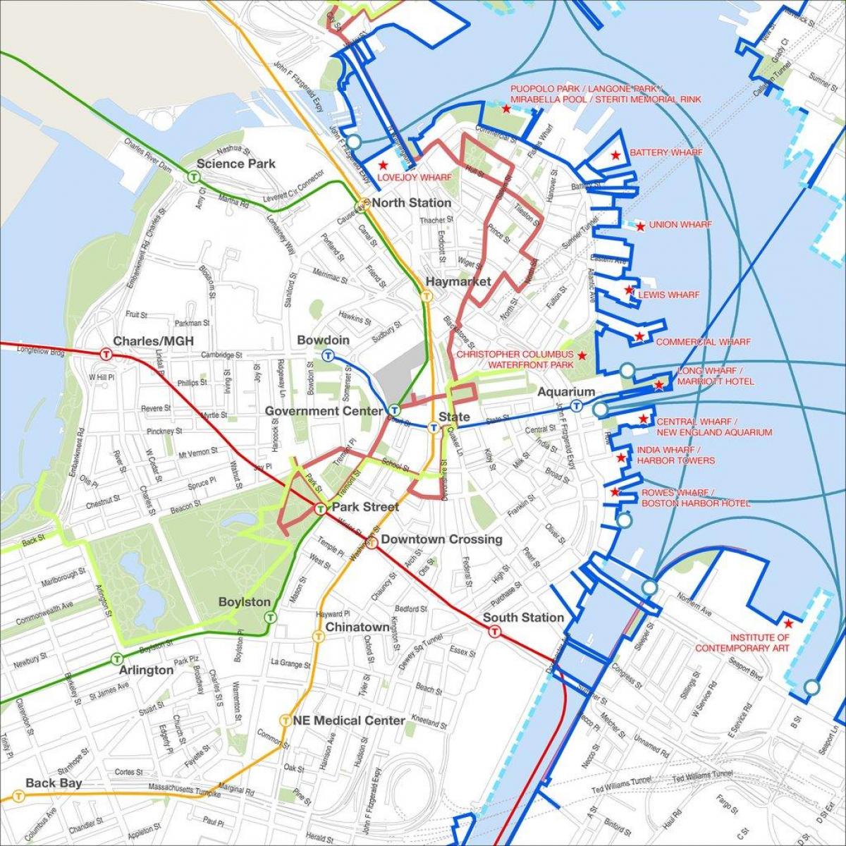 Boston walking tour mapa
