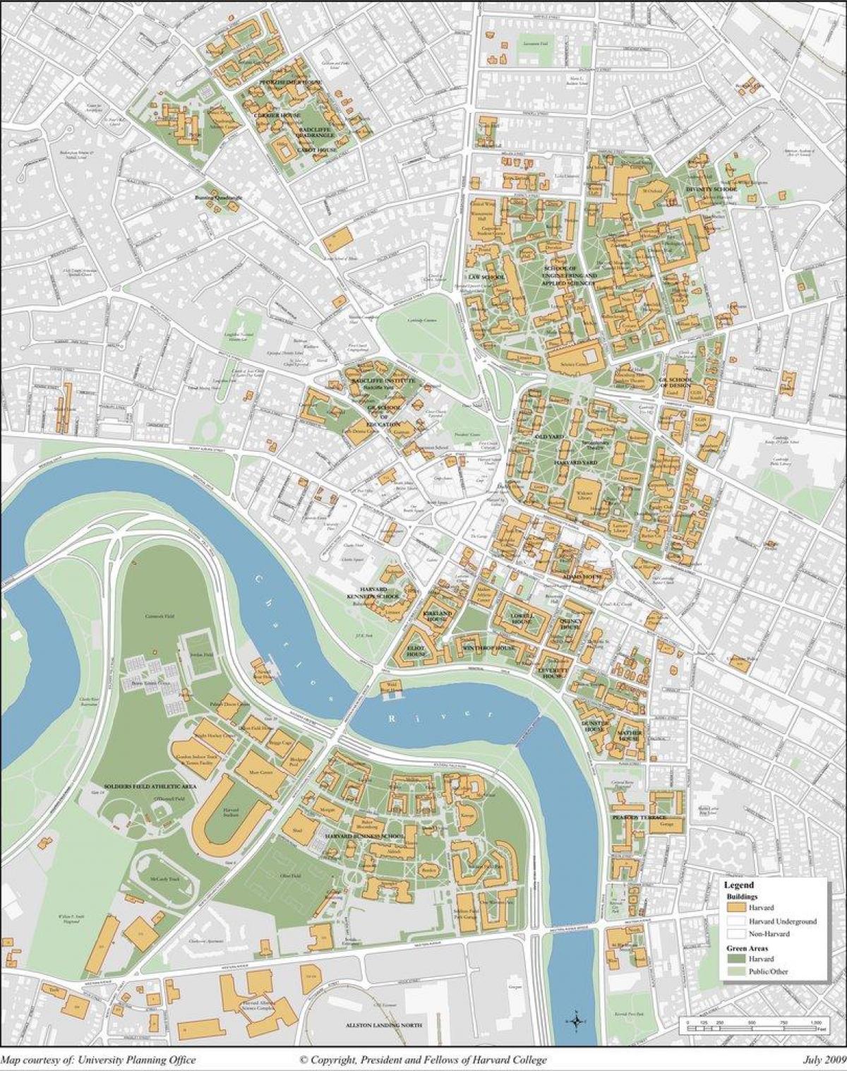 Harvard unibertsitateko campus mapa