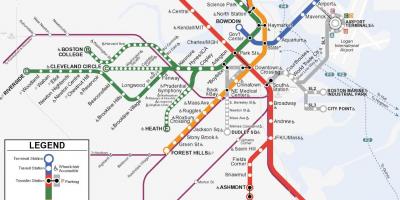 Laranja line Boston mapa